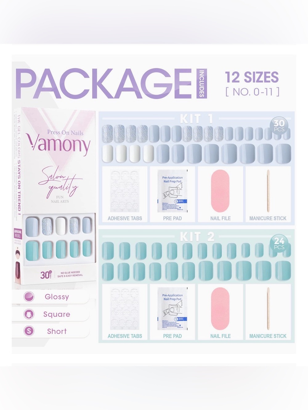 Vamony Press On Nails Fun Nail Art Salon Quality Brand New in Box - Picture 5 of 9